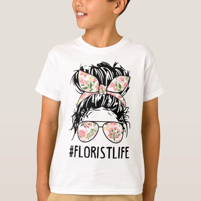 Womens Nn Messy Bun Florist Life Plant Flower Kärl T Shirt (Framsida)