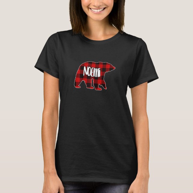 Womens Noemi Bear Anpassningsbar Red Buffalo Play  T Shirt (Framsida)