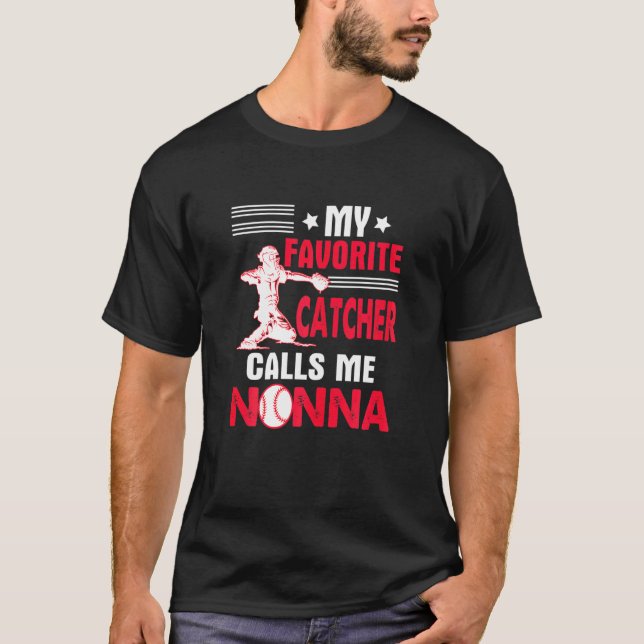 Womens Nonna Catcher Baseball Softball Grandma Dis T Shirt (Framsida)