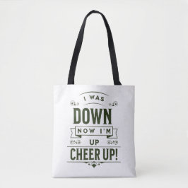 WOMEN'S NOW I'M UP CHEER UP WHITE TOTE BAG TYGKASSE