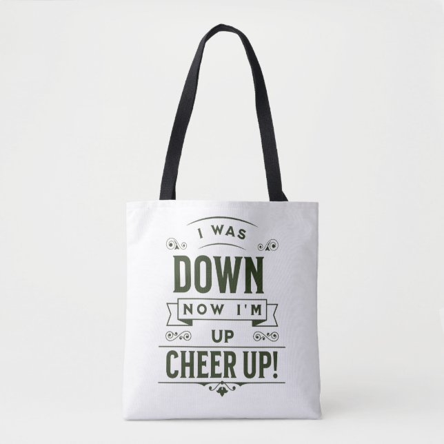 WOMEN'S NOW I'M UP CHEER UP WHITE TOTE BAG TYGKASSE (Framsida)