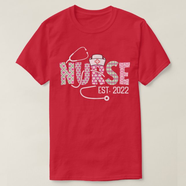 Womens Nurse Est 2022 Studenten Stethoscope Nursi T Shirt (Design framsida)