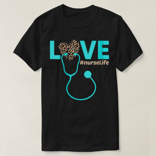 Womens Nurse Life RN LPN CNA Healthcare Leopard Nu T Shirt (Design framsida)