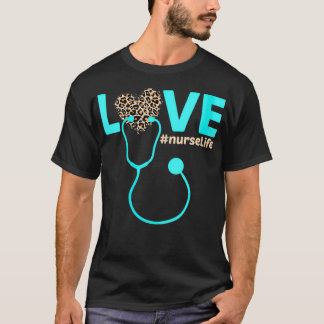Womens Nurse Life RN LPN CNA Healthcare Leopard Nu T Shirt