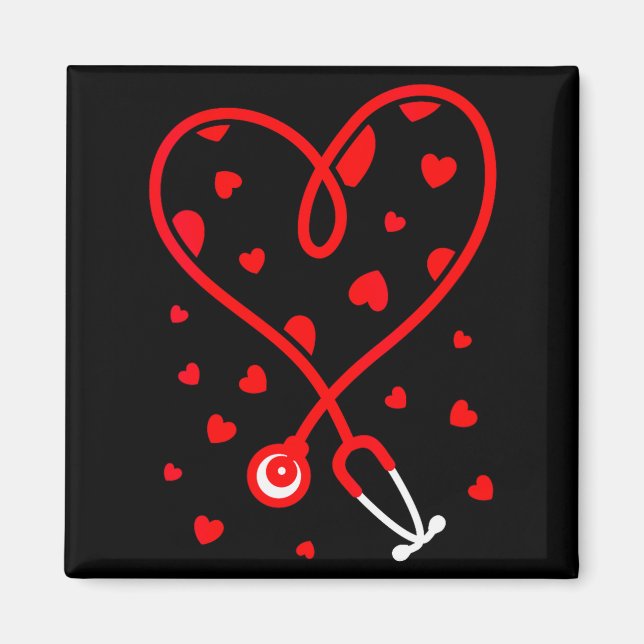 Womens Nurse Stethoscope Heart Valentines Day Nurs Magnet (Framsidan)