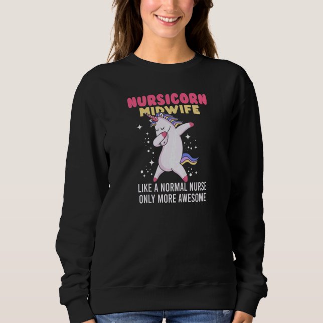 Womens  Nursicorn Midwife Dabbing Unicorn Midwife T Shirt (Framsida)