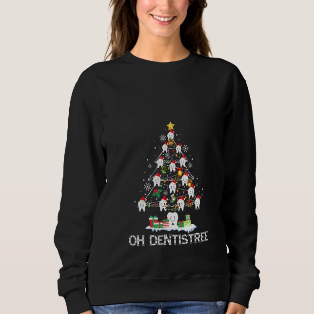 Womens Oh Dentistree Funny Julgran Dental H T Shirt (Framsida)