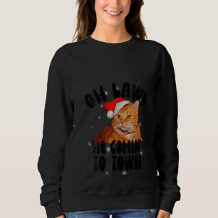 Womens Oh Lawd he Comin' Chonk jul Cat Meme T Shirt