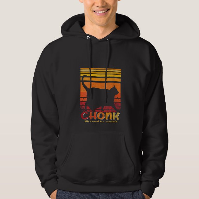 "Womens Oh Lord he Coming Chonk  Cat Meme" Hoodie (Framsida)