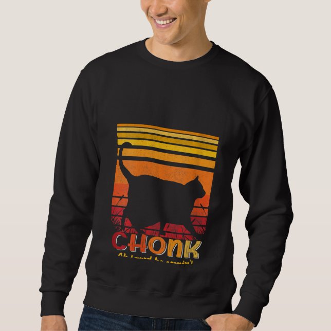 "Womens Oh Lord he Coming Chonk  Cat Meme" Lång Ärmad Tröja (Framsida)