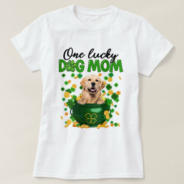 Womens One Lucky Hund Mamma Golden Retriever Mamma T Shirt (Design framsida)