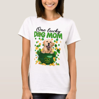 Womens One Lucky Hund Mamma Golden Retriever Mamma T Shirt