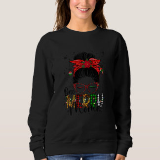 Womens One Merry Moma Messy Bun Buffalo Plaid Chri T Shirt