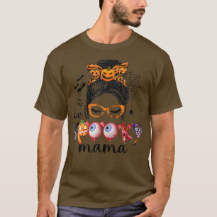 Womens One Spooky Mamma Messy Bun Women Witch Mamm T Shirt