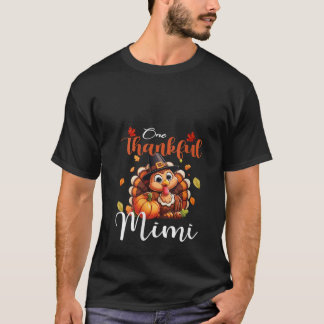 Womens One Thankful Mimi Pumpkin Fall Autumn Thank T Shirt
