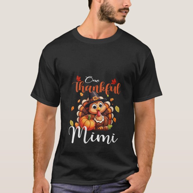 Womens One Thankful Mimi Pumpkin Fall Autumn Thank T Shirt (Framsida)