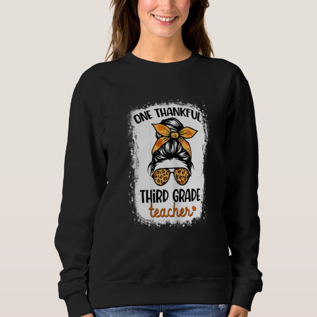 Womens One Thankful Third Grade Teacher Happy Fall T Shirt (Framsida)