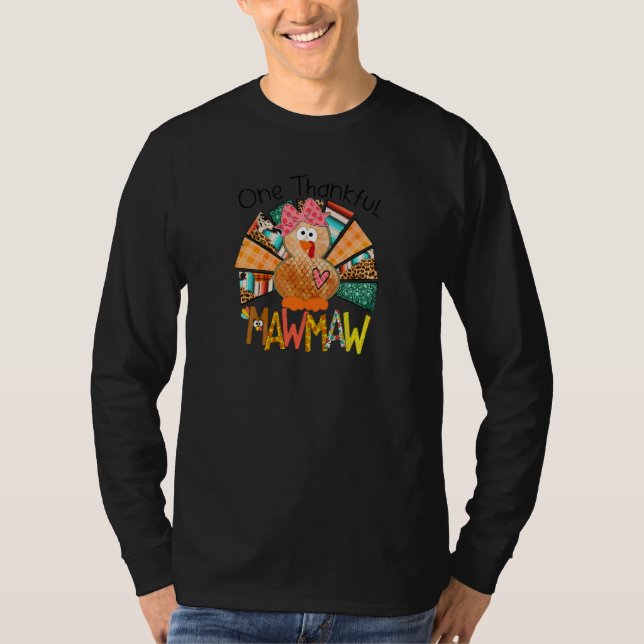 Womens One Thankful Turkey Mawmaw Shirt, Thanksgiv T Shirt (Framsida)