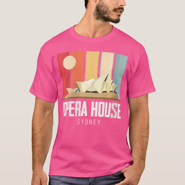 Womens Opera House Sydney i Australien Retro Sunri T Shirt (Framsida)