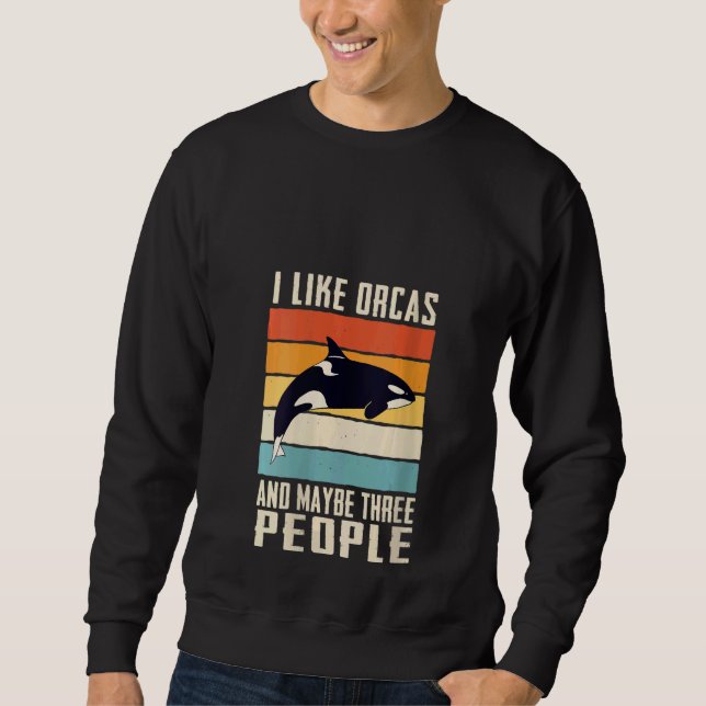 Womens Orca Killer Whale Ocean V Neck Lång Ärmad Tröja (Framsida)