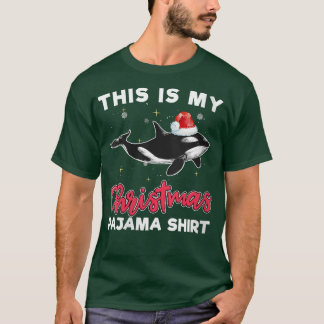 Womens Orca Whale jul Pajama Santa Orca Kärlek T Shirt