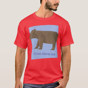 Womens Orcas Island Brown Origami Bear Abstrakt Ge T Shirt