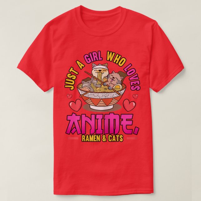 Womens Otaku Bara en flicka som Kärlek Anime Ramen T Shirt (Design framsida)