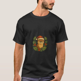 Womens Otter Wearing a Santa Hat Christmas Winter  T Shirt