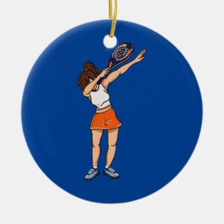 Womens Padel Tennis dabbing Padel Girl with Julgransprydnad Keramik