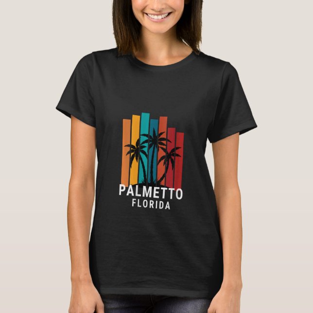 Womens Palmetto Florida Palm Tree Retro Vacation M T Shirt (Framsida)