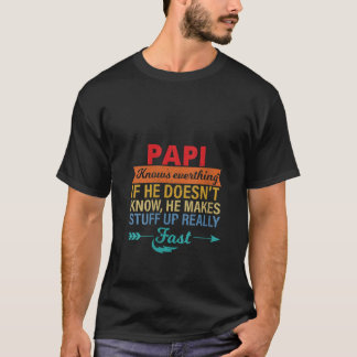Womens Papi känner till allt Grandpa far's day T Shirt