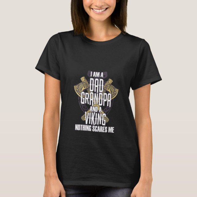Womens Pappa Grandpa Viking Warrior Norse Mytholog T Shirt (Framsida)
