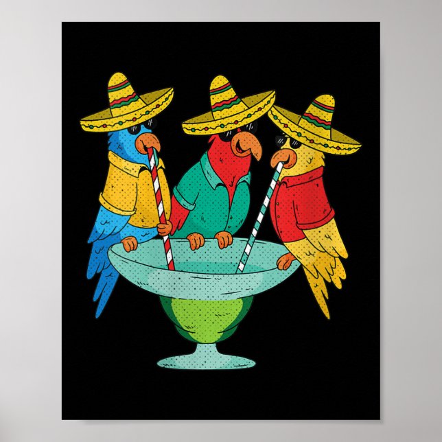 Womens Parrot Cinco De Mayo Funny Drinking Tequila Poster (Framsidan)