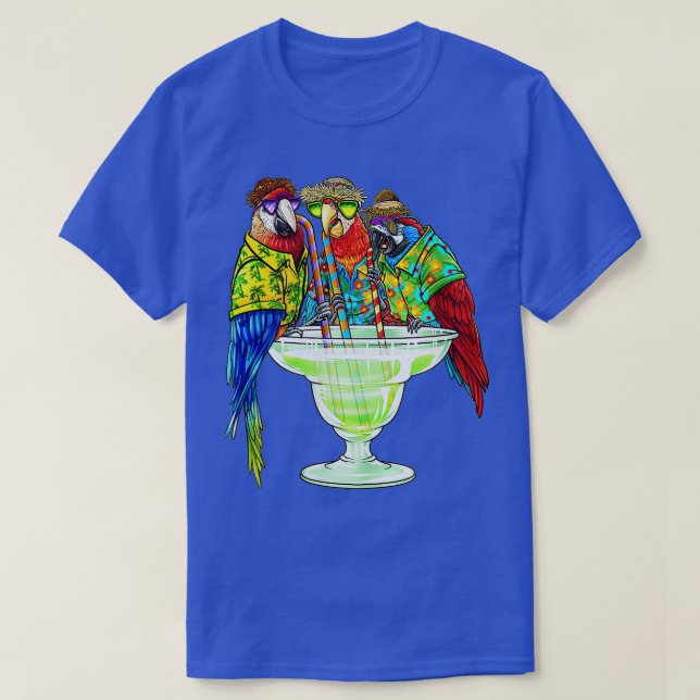 Womens Parrots Drinking Margarita Hawaiian Vacati T Shirt (Design framsida)