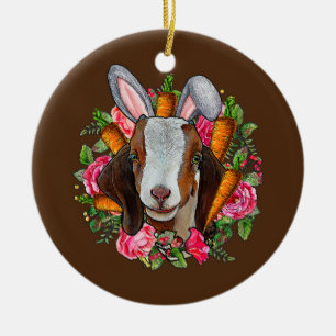 Womens Påskhare Goat Funny Farmer Påsk Goat Julgransprydnad Keramik
