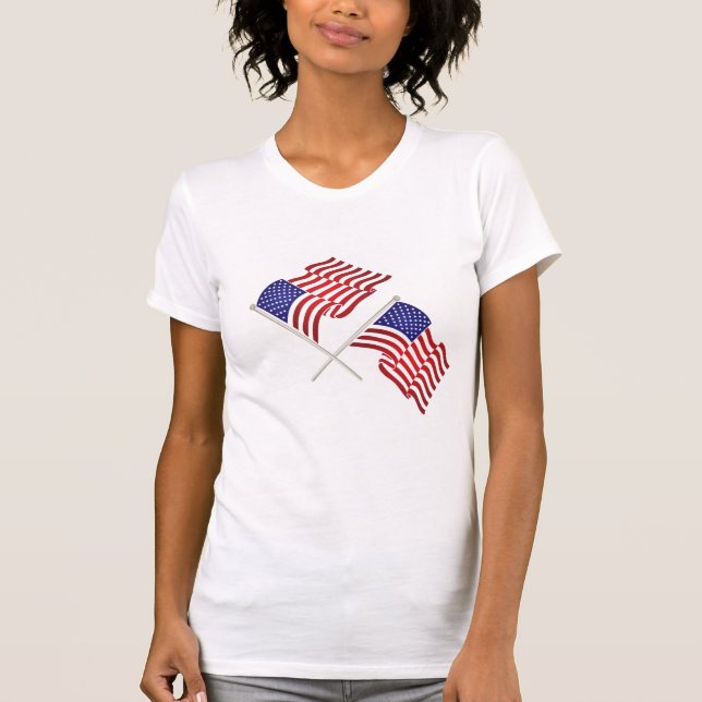Womens Patriotic Flagga T-Shirt (Framsida)