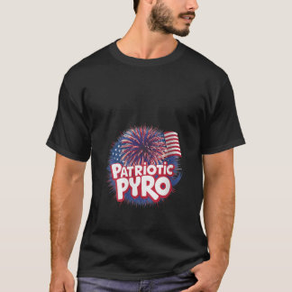 Womens Patriotic Pyro Fireworks Lycklig 4:e juli T Shirt
