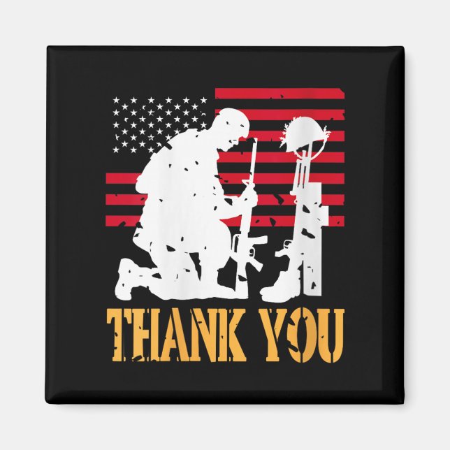 Womens Patriotic Soldier Kneeling Battlefield Cros Magnet (Framsidan)