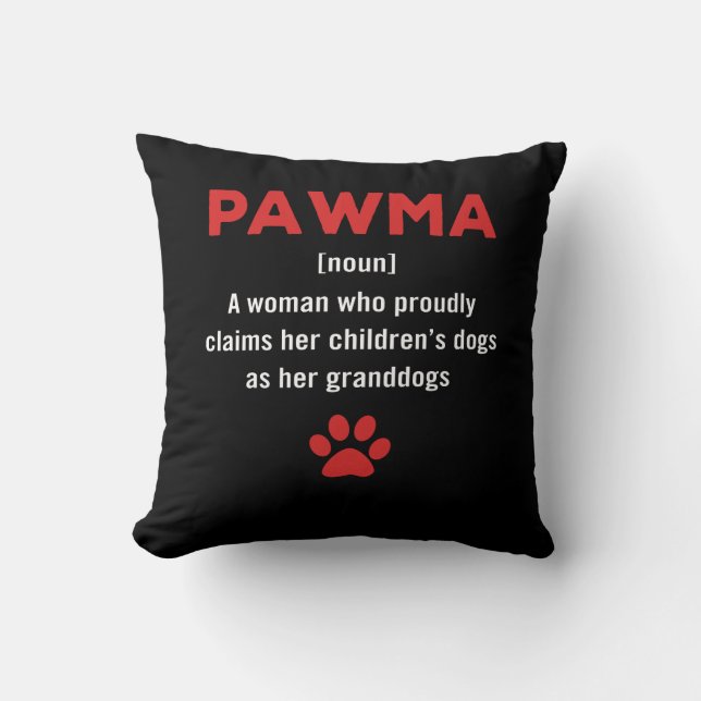 Womens PawMa definition Hund Grandma hund mamma gi Kudde (Framsida)