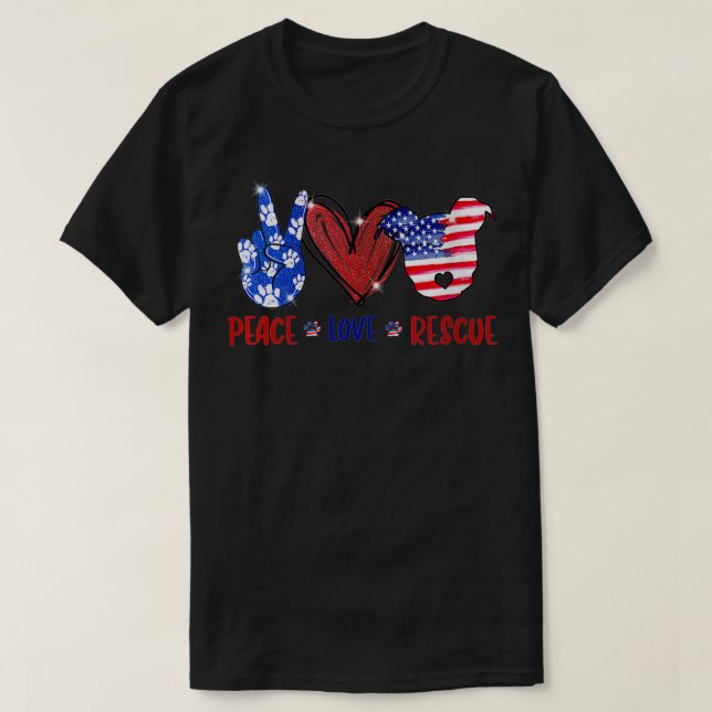 Womens Peace Kärlek Rädding Hundar Pitbull America T Shirt (Design framsida)