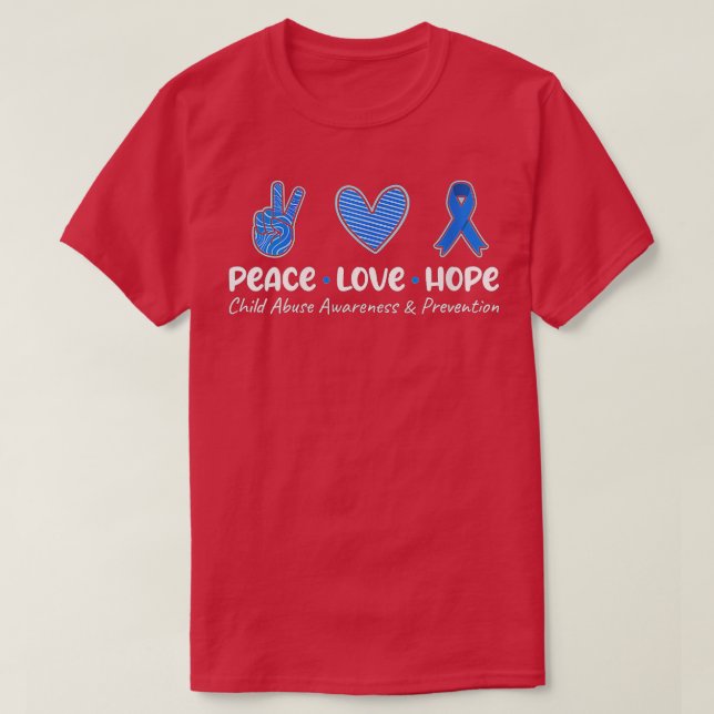 Womens Peace Love Hope Child Abuse Awareness Preve T Shirt (Design framsida)