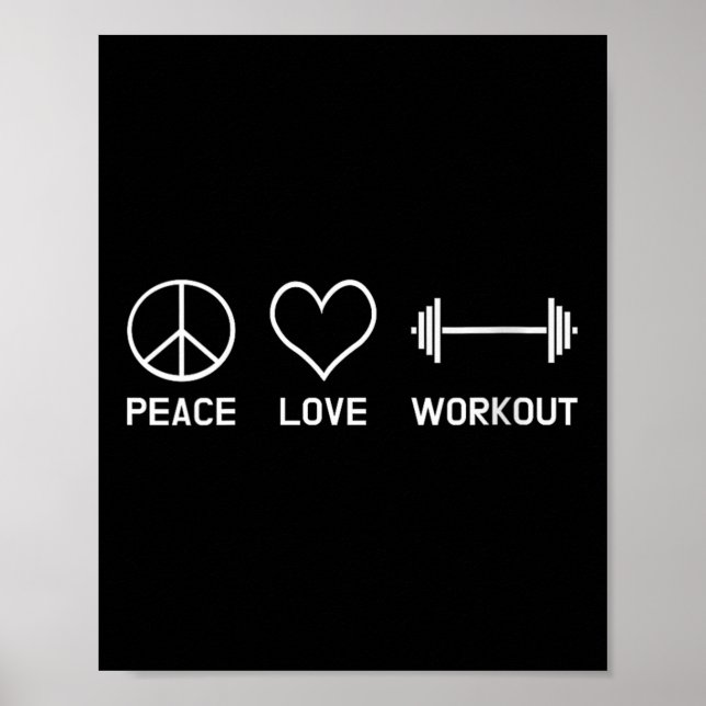 Womens Peace Love Workout Motivational Fitness Say Poster (Framsidan)