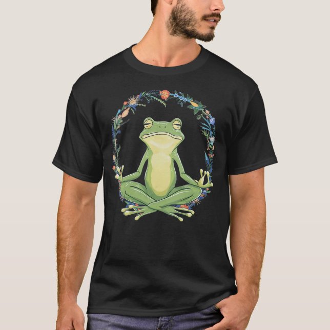 Womens Peace Sign Yoga Frogs Cool Peace Frog Flora T Shirt (Framsida)