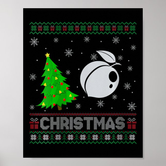 Womens Peach Julafton Träd Lighting Ugly jul Swe Poster (Framsidan)
