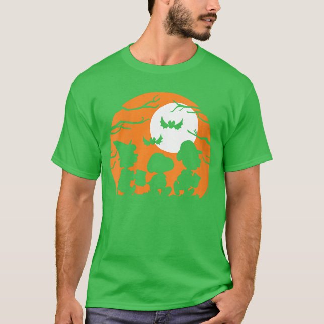 Womens Peanuts Halloween Trick Or treat Silhouette T Shirt (Framsida)