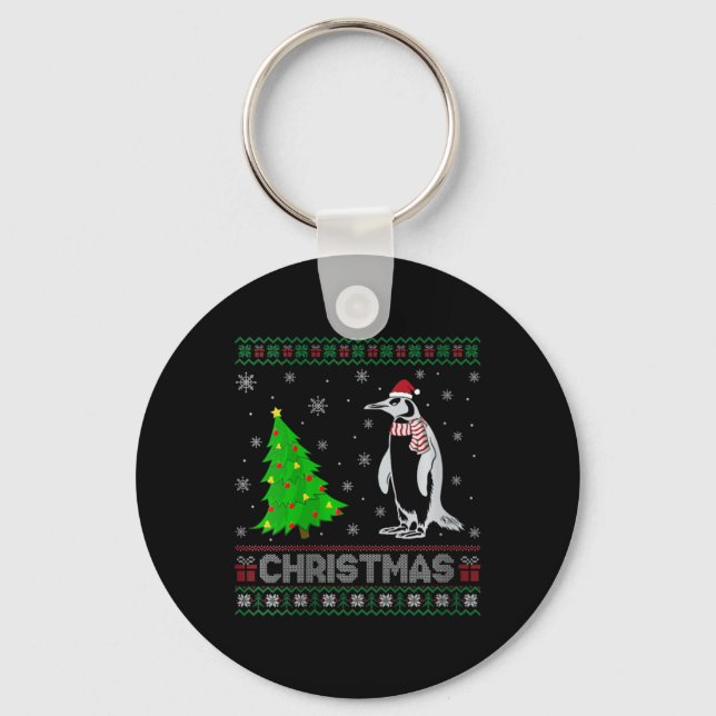 Womens Penguin Julafton Träd Lighting Ugly jul S Nyckelring (Framsida)