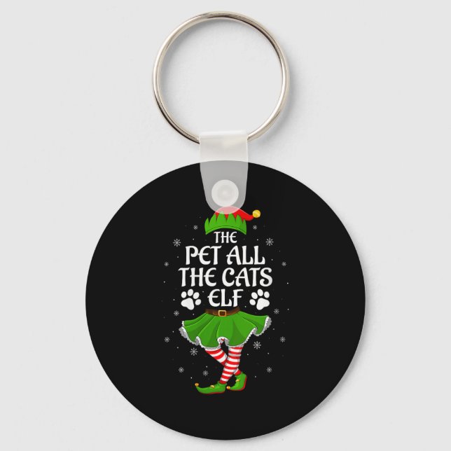 Womens Pet All The Cats Elf Christmas Girls Women  Nyckelring (Framsida)