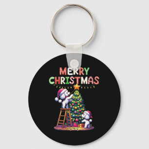 Womens Pet Djur älskare Julafton Pudel Hundar Deco Nyckelring