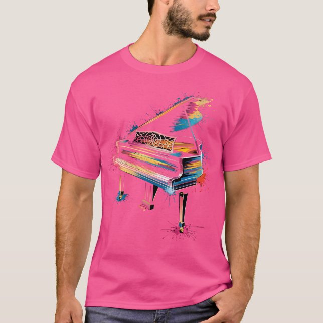 Womens Pianist Gift Piano Instrument Music Colour  T Shirt (Framsida)