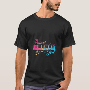 Womens Piano Girl Colorful Tangentbord Graphic Mus T Shirt